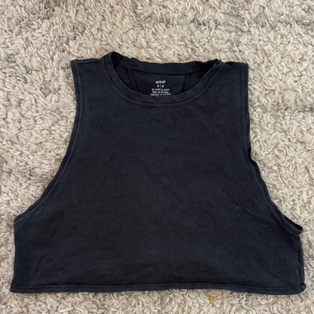 Aerie Classic Black Sleeveless Crop Top